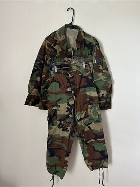 US Airforce Camo Military Jacket & Cargo Pants Set XS see details